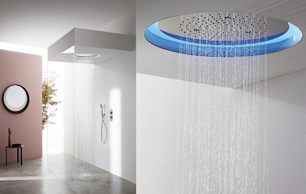 Round Led Ceiling Shower Head Ambient Showroom